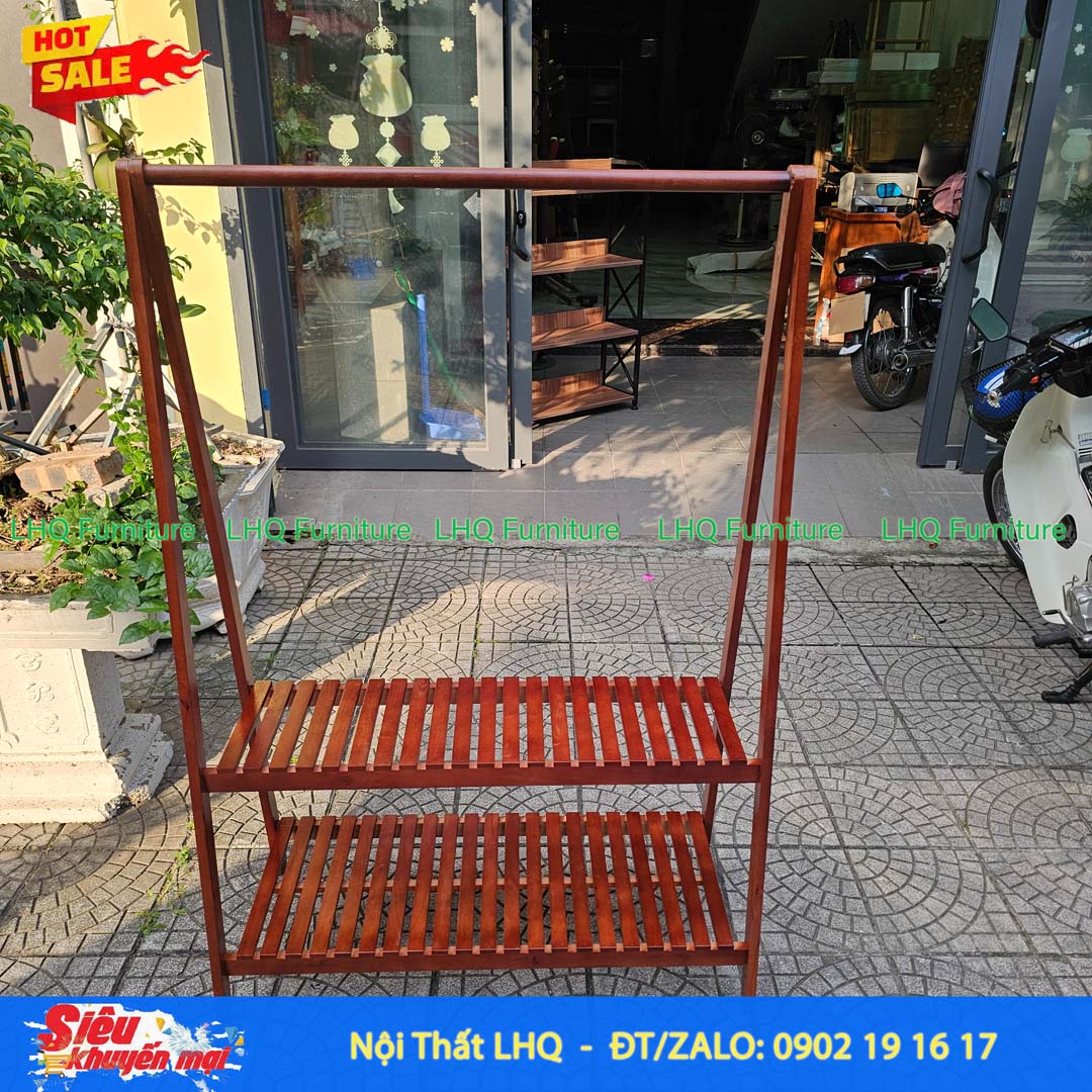 Kệ Treo Quần Áo Chữ A 2 Tầng 80cm Gỗ Cao Su | Nội Thất LHQ