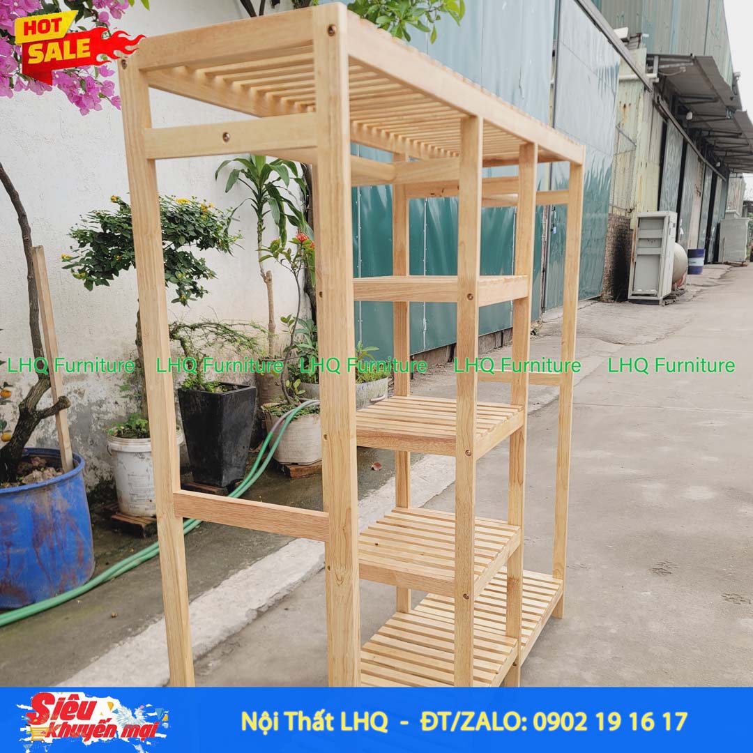 Kệ Treo Quần Áo 3 Buồng Gỗ Cao Su 1m5 | Nội Thất LHQ