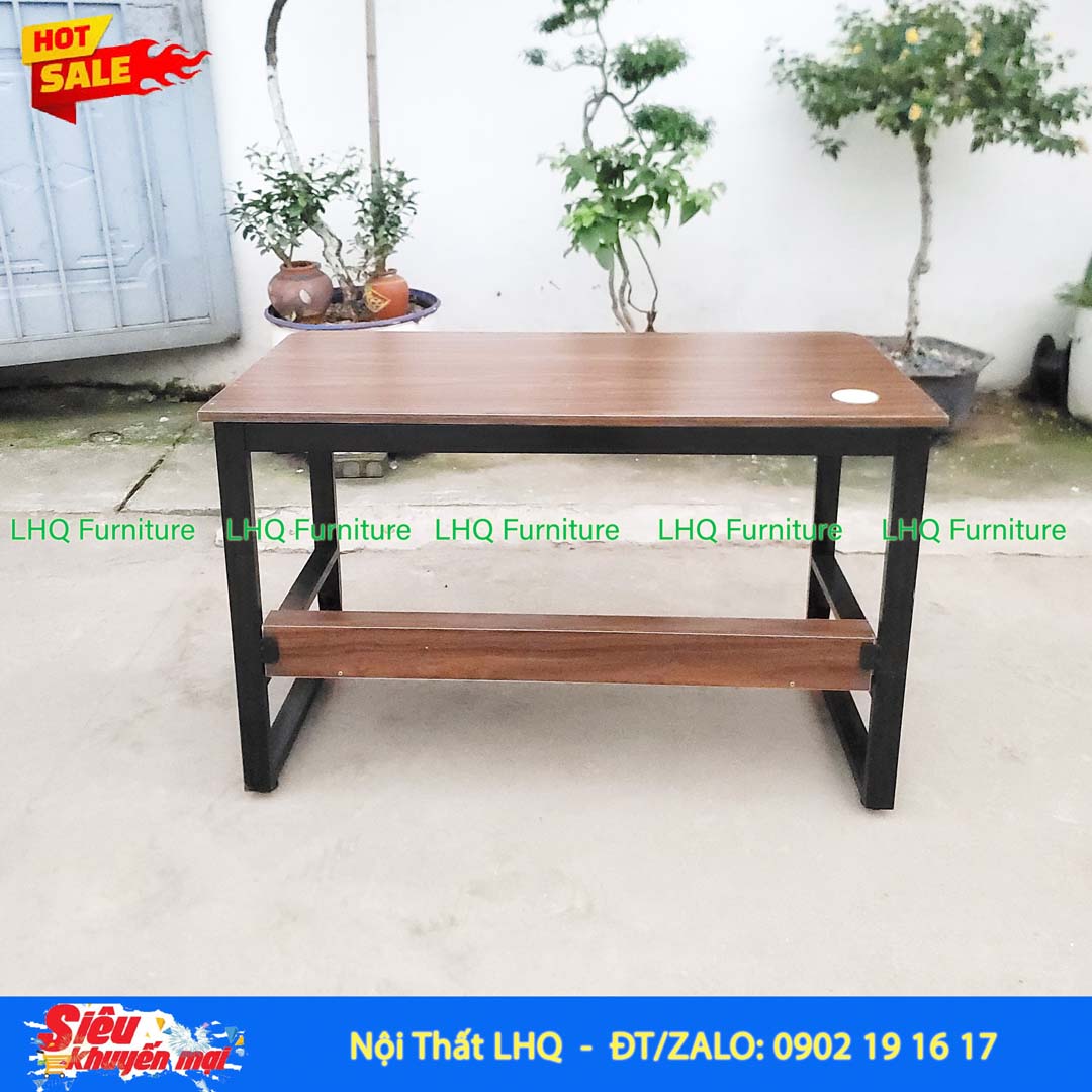 Bàn học khung sắt 1m2 mặt gỗ MDF – Thiết kế chắc chắn, tiện dụng