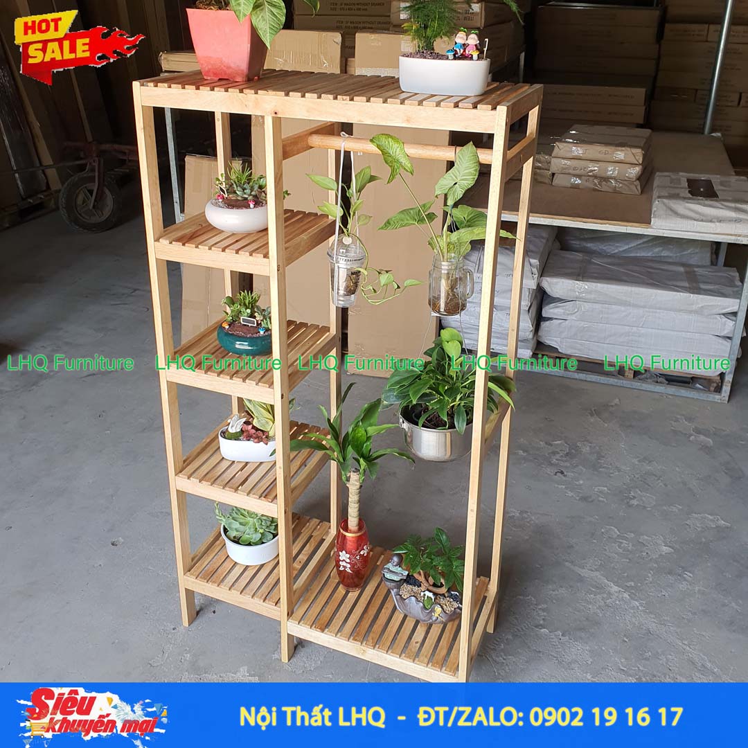 Kệ Treo Quần Áo 2 Buồng Gỗ Cao Su Tự Nhiên | Nội Thất LHQ