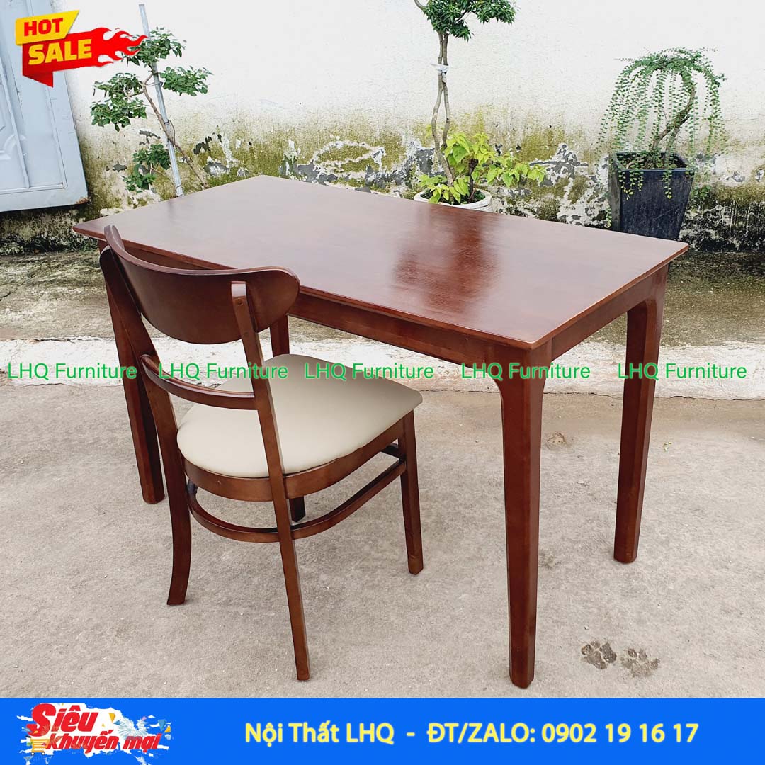 Bàn Làm Việc Chân Vuông 1m | Gỗ Cao Su Tự Nhiên Hiện Đại