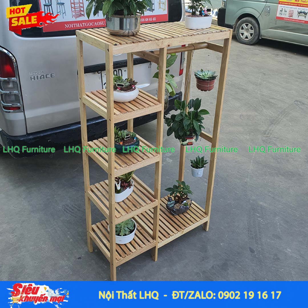 Kệ Treo Quần Áo 2 Buồng Gỗ Cao Su Tự Nhiên | Nội Thất LHQ