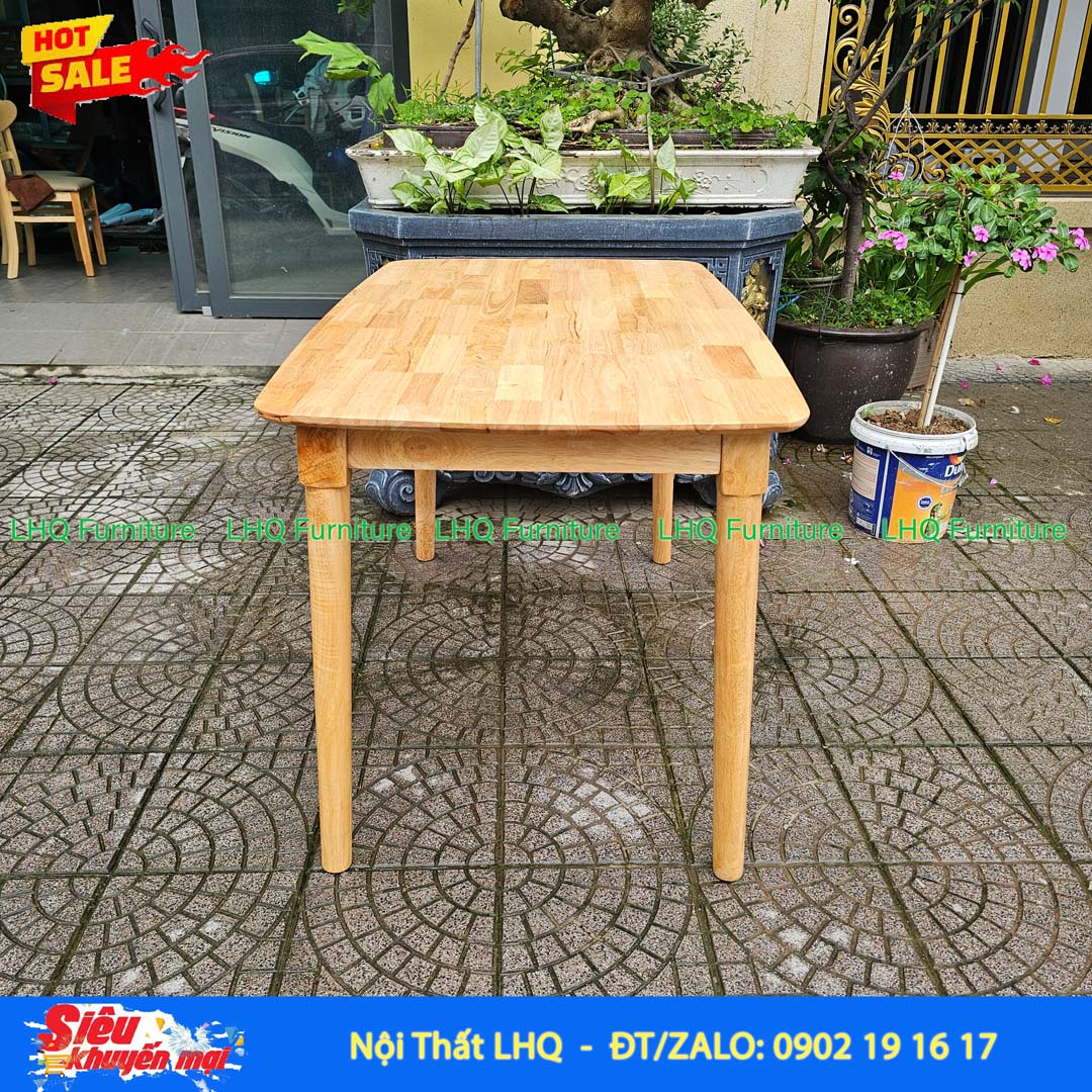 Bàn ăn gỗ chân tròn 1m2 gỗ cao su tự nhiên hiện đại, chắc chắn