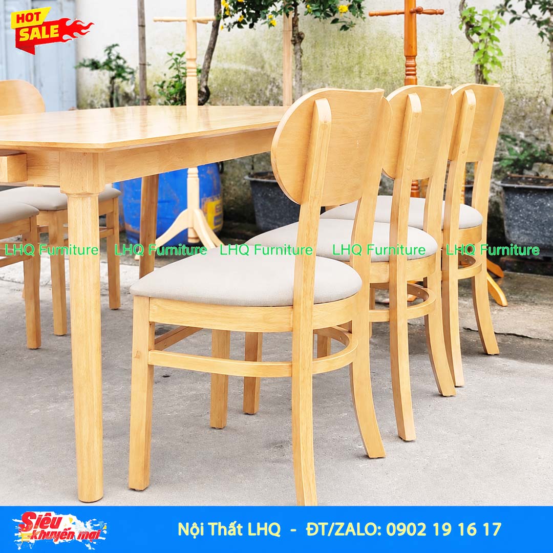 Bộ bàn ăn 1m6 gỗ 6 ghế Butter – Gỗ cao su tự nhiên