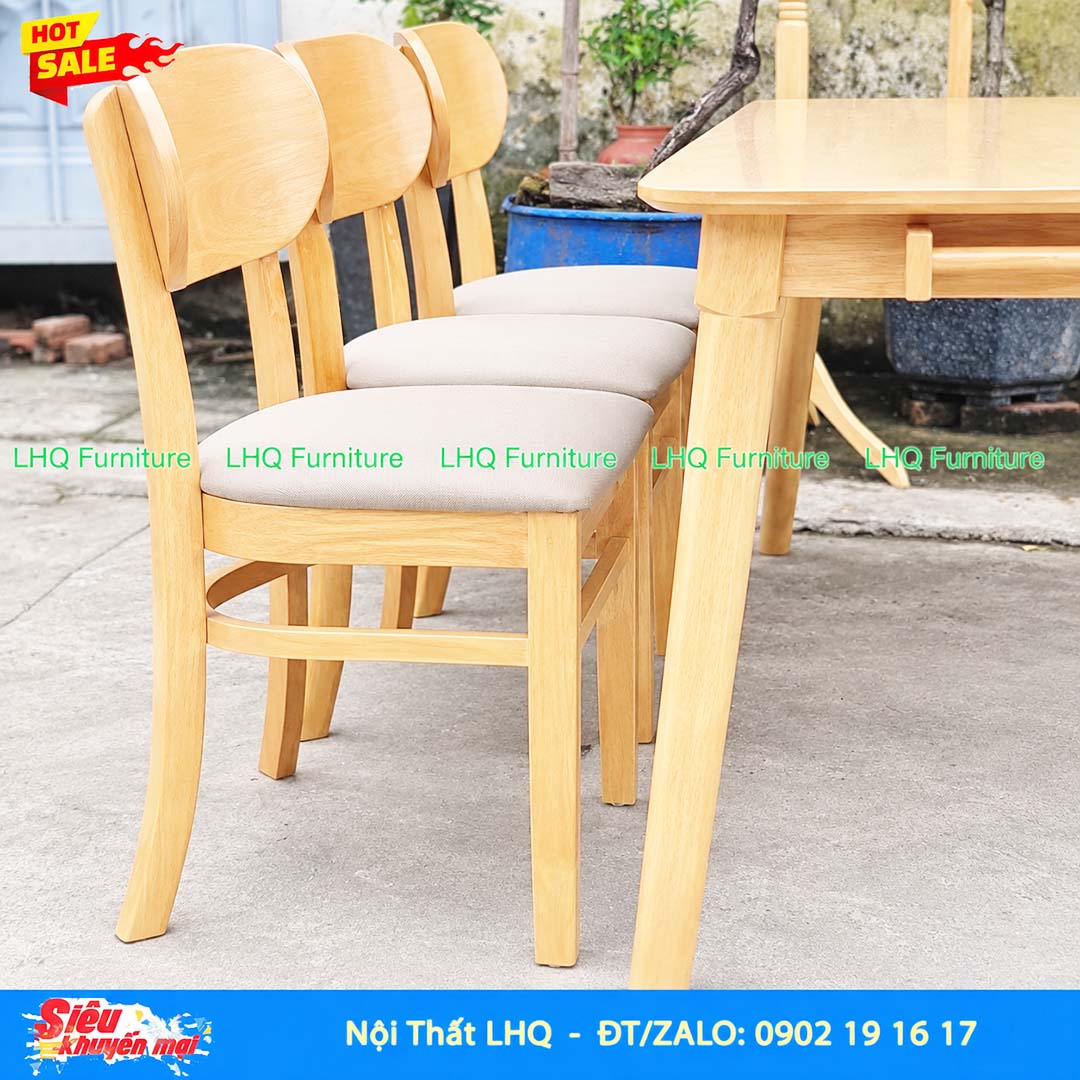 Bộ bàn ăn 1m6 gỗ 6 ghế Butter – Gỗ cao su tự nhiên