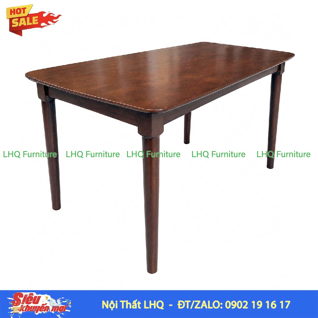 Bàn ăn gỗ chân tròn 1m2 gỗ cao su tự nhiên hiện đại, chắc chắn