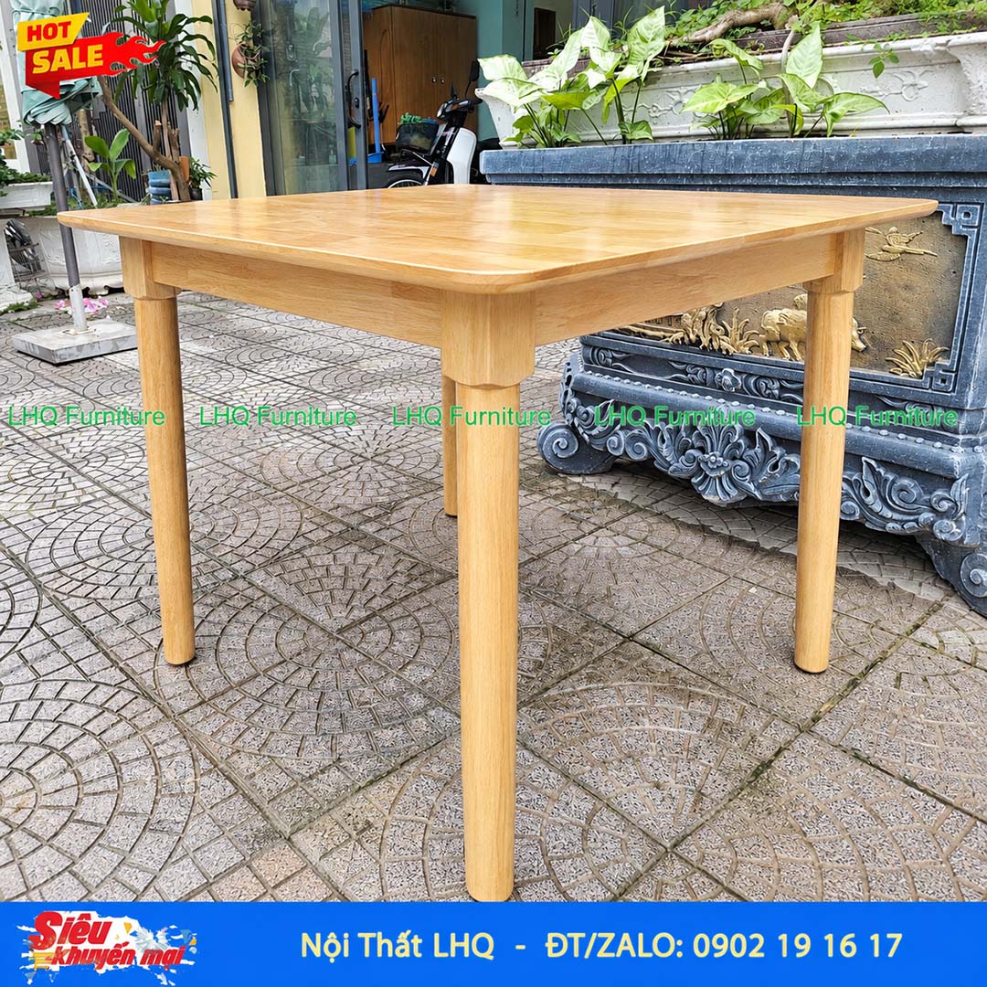 Bàn ăn chân tròn 80cm gỗ tự nhiên – Thiết kế nhỏ gọn, hiện đại