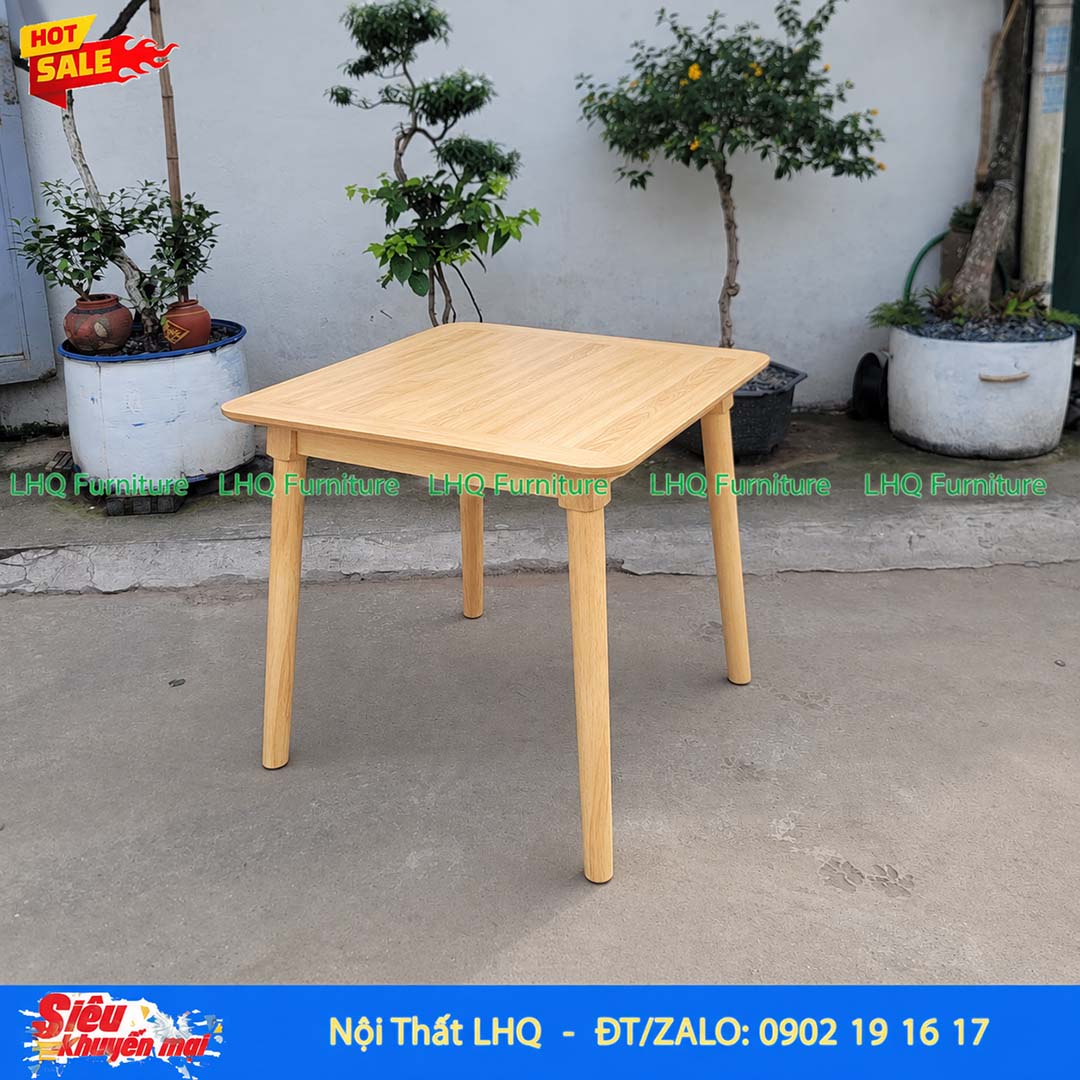 Bàn ăn chân tròn 80cm gỗ tự nhiên – Thiết kế nhỏ gọn, hiện đại