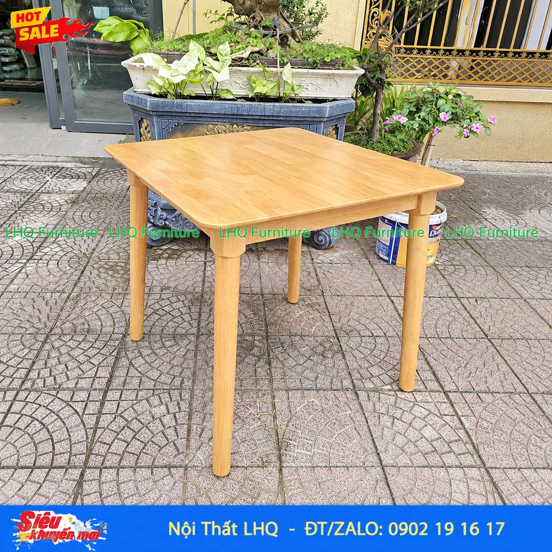Bộ Bàn 2 Ghế Cherry – Bàn Vuông 80cm Màu Tự Nhiên