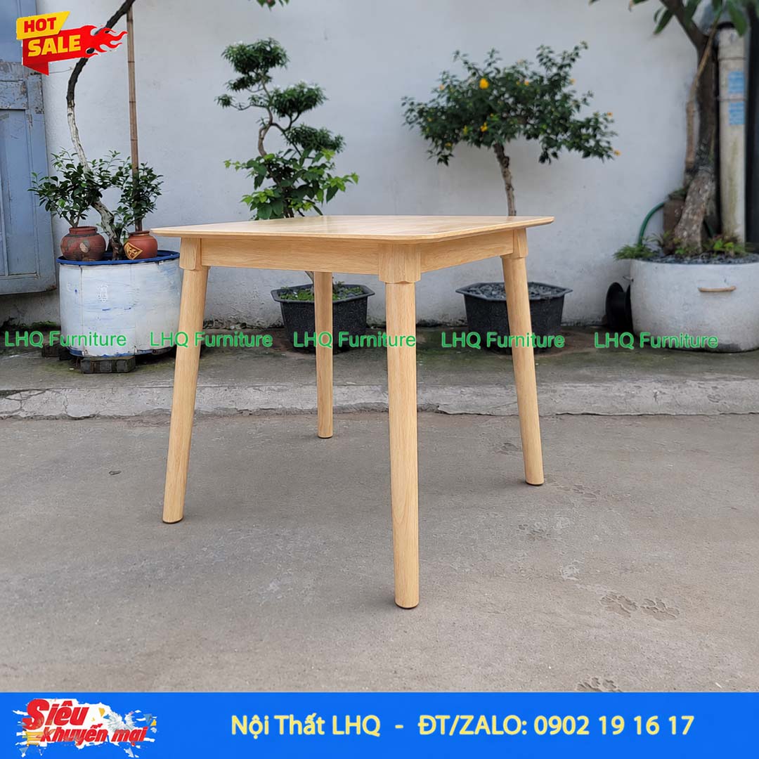 Bàn ăn chân tròn 80cm gỗ tự nhiên – Thiết kế nhỏ gọn, hiện đại