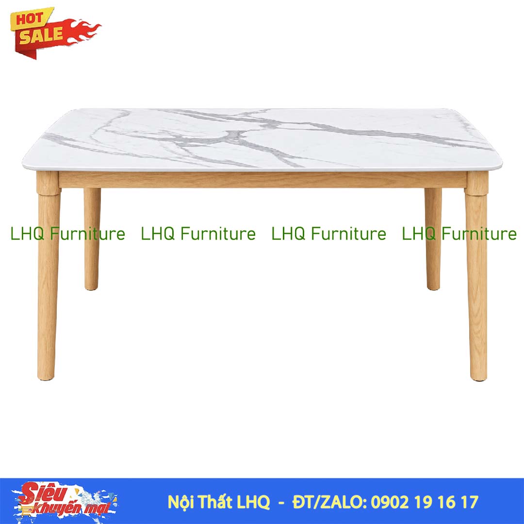 Bộ bàn 1m6 giả đá 6 ghế Panda – Màu tự nhiên và Walnut