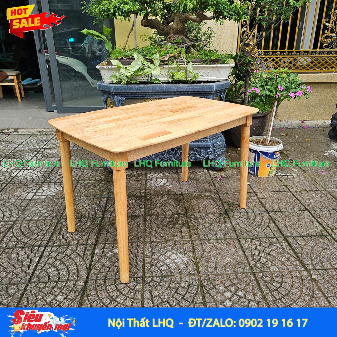 Bàn Ăn Gỗ Chân Tròn 1m6 Gỗ Cao Su Tự Nhiên - Thiết Kế Hiện Đại Cho Gia Đình 6 Người