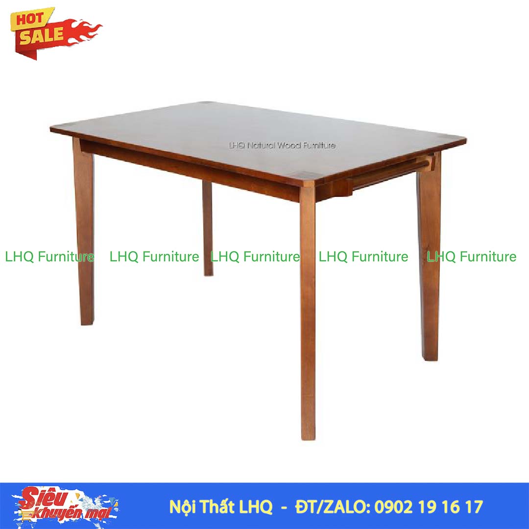 Bàn ăn chân vát 1m2 gỗ cao su tự nhiên đẹp, bền cho gia đình