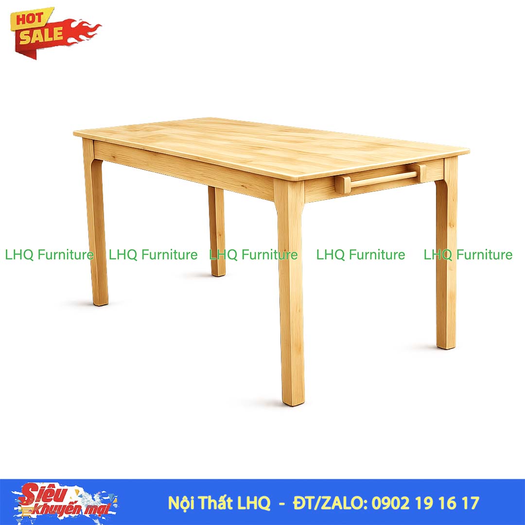 Bàn chân vuông 1m2 gỗ cao su tự nhiên hiện đại, chắc chắn