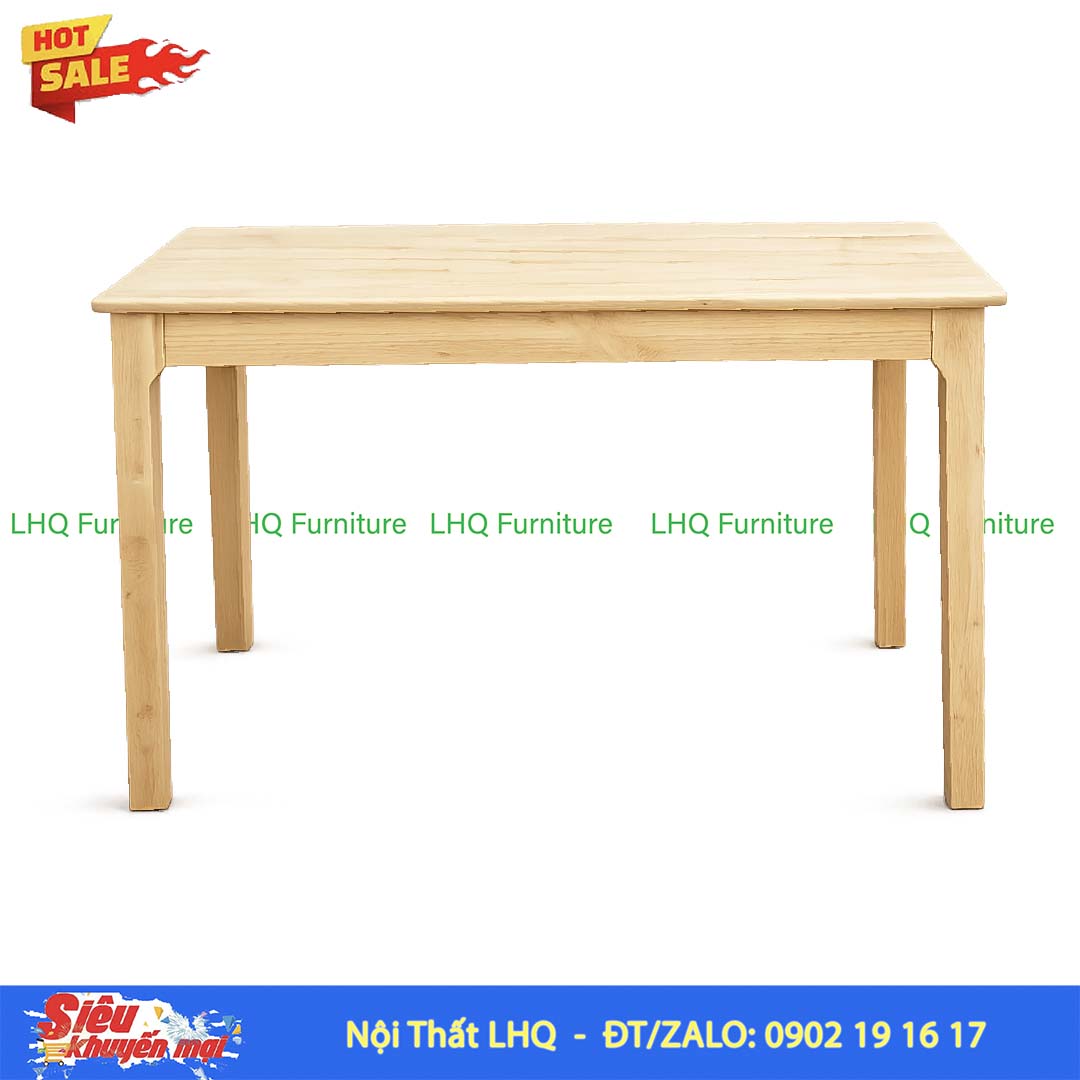 Bàn ăn gỗ chân vuông 1m6 gỗ cao su tự nhiên hiện đại, bền đẹp