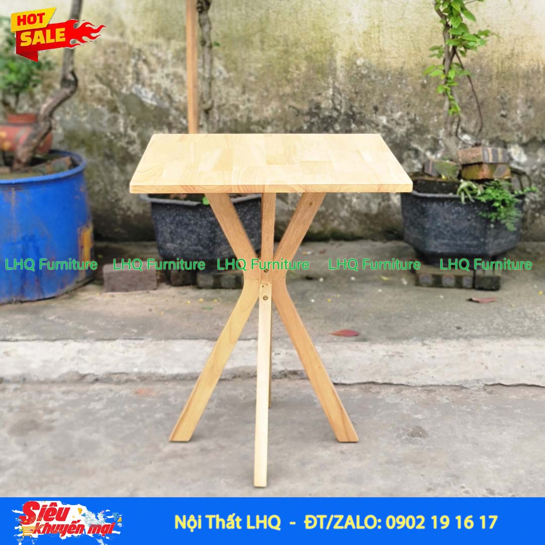 Bộ Bàn 4 Ghế Cabin – Bàn Chân Chụm 60cm Tự Nhiên & Walnut