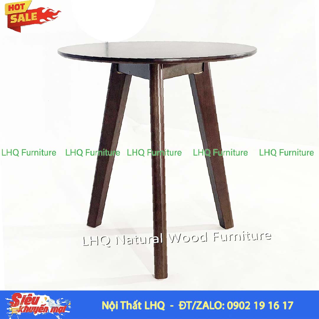 Bàn Cafe Chân Vát Tròn 60 Gỗ Cao Su Tự Nhiên