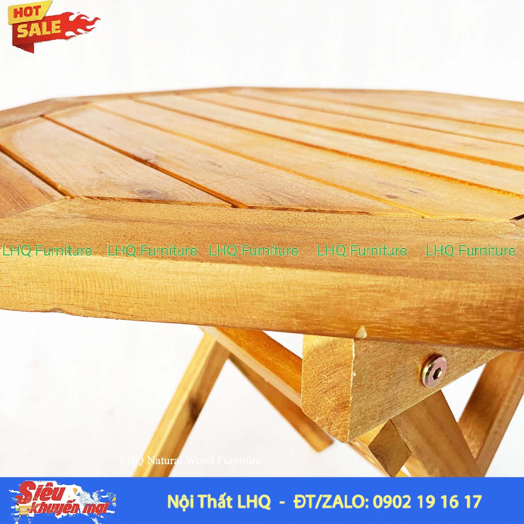Bàn Cafe Mini Bát Giác Gỗ Tràm Xếp Gọn Tiện Lợi