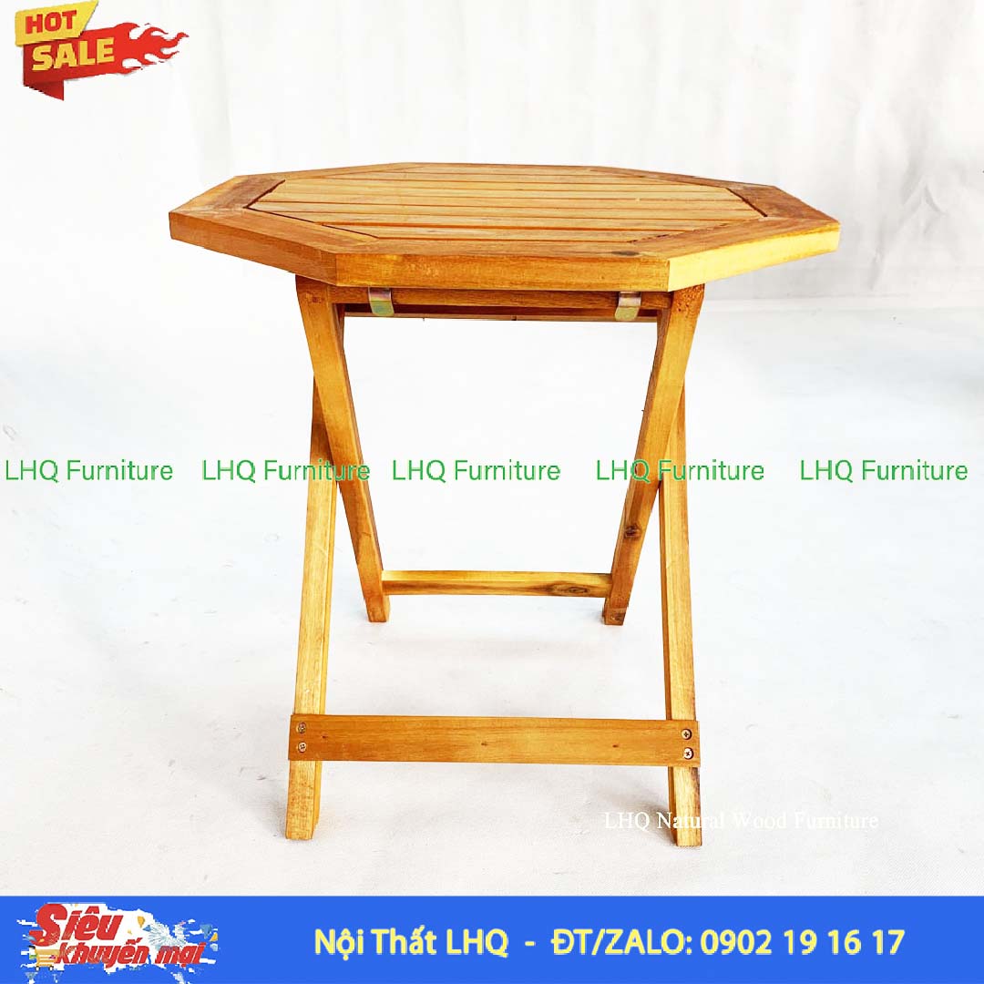 Bàn Cafe Mini Bát Giác Gỗ Tràm Xếp Gọn Tiện Lợi