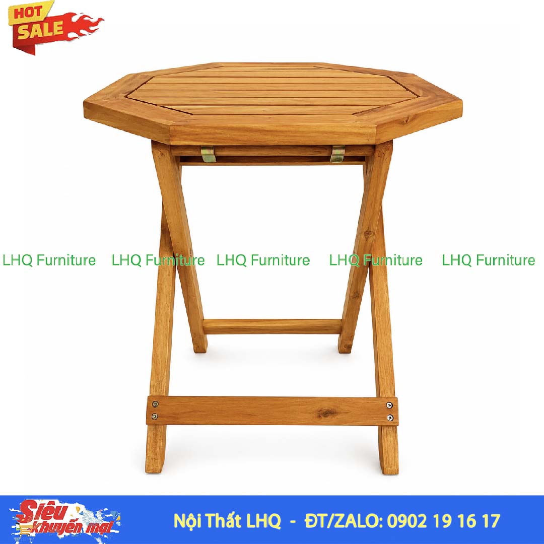 Bàn Cafe Mini Bát Giác Gỗ Tràm Xếp Gọn Tiện Lợi
