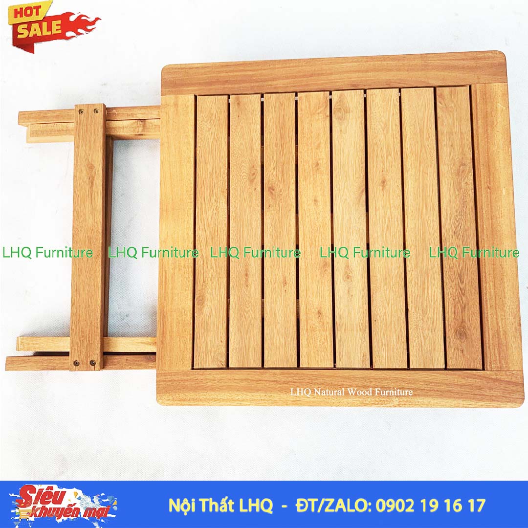 Bàn Cafe Mini Vuông 50 Gỗ Tràm Gấp Gọn