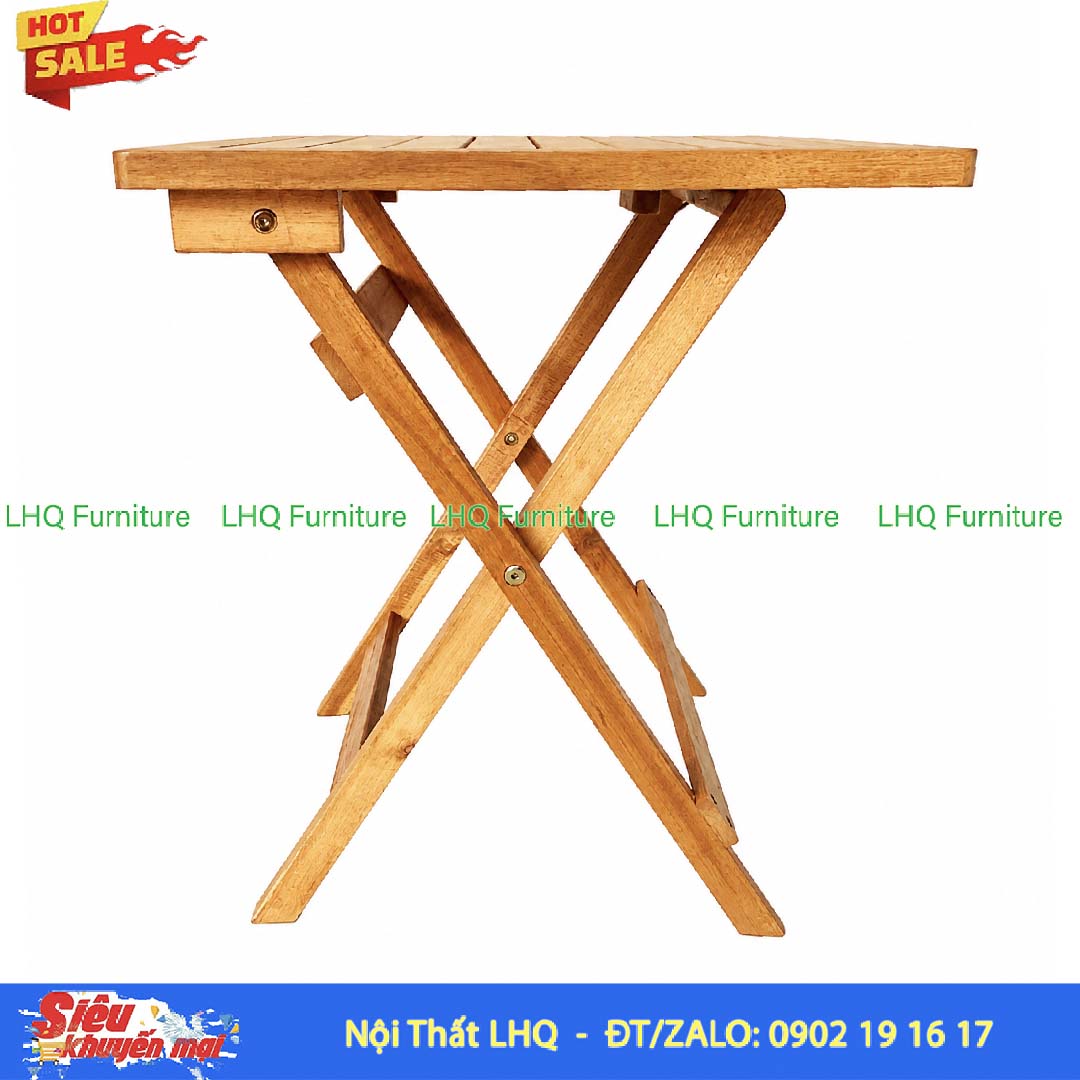 Bàn Cafe Mini Vuông 50 Gỗ Tràm Gấp Gọn
