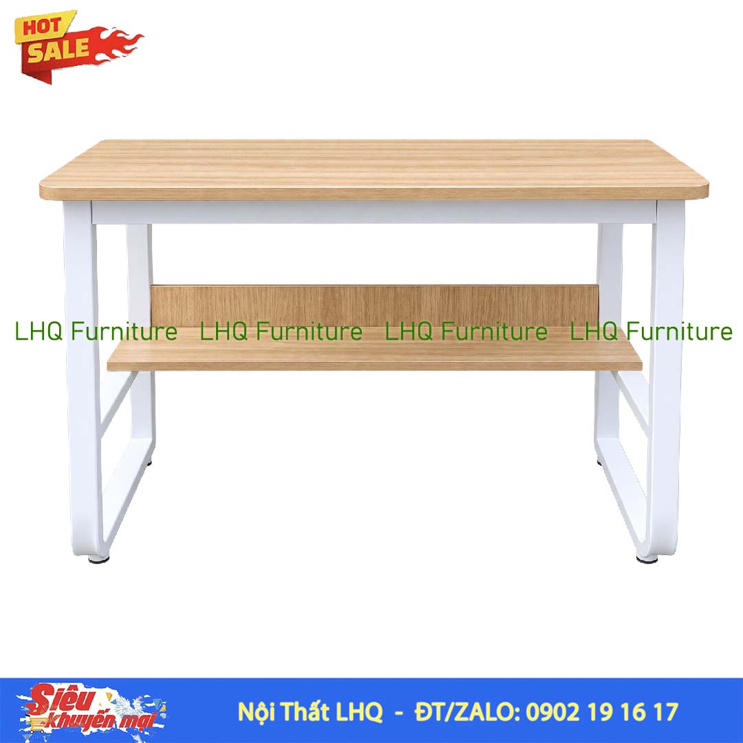 Bàn học khung sắt 1m2 mặt gỗ MDF – Thiết kế chắc chắn, tiện dụng