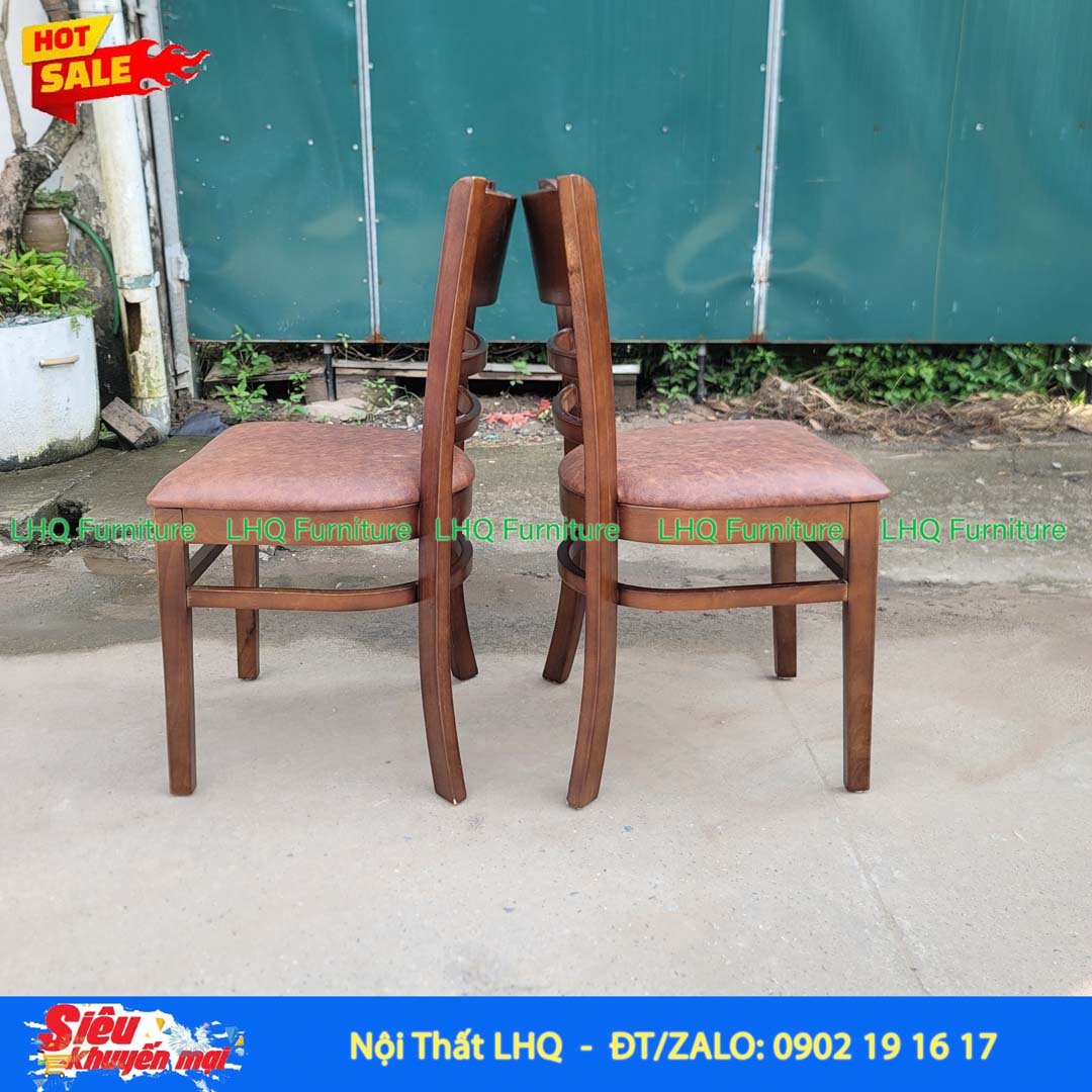 Ghế Cafe – Ghế Ăn Cabin Gỗ Cao Su Hiện Đại, Tựa Lưng Êm Ái