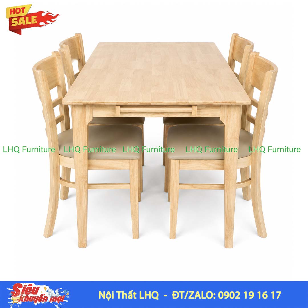 Bộ bàn ghế ăn Cabin - 4 ghế mặt đệm