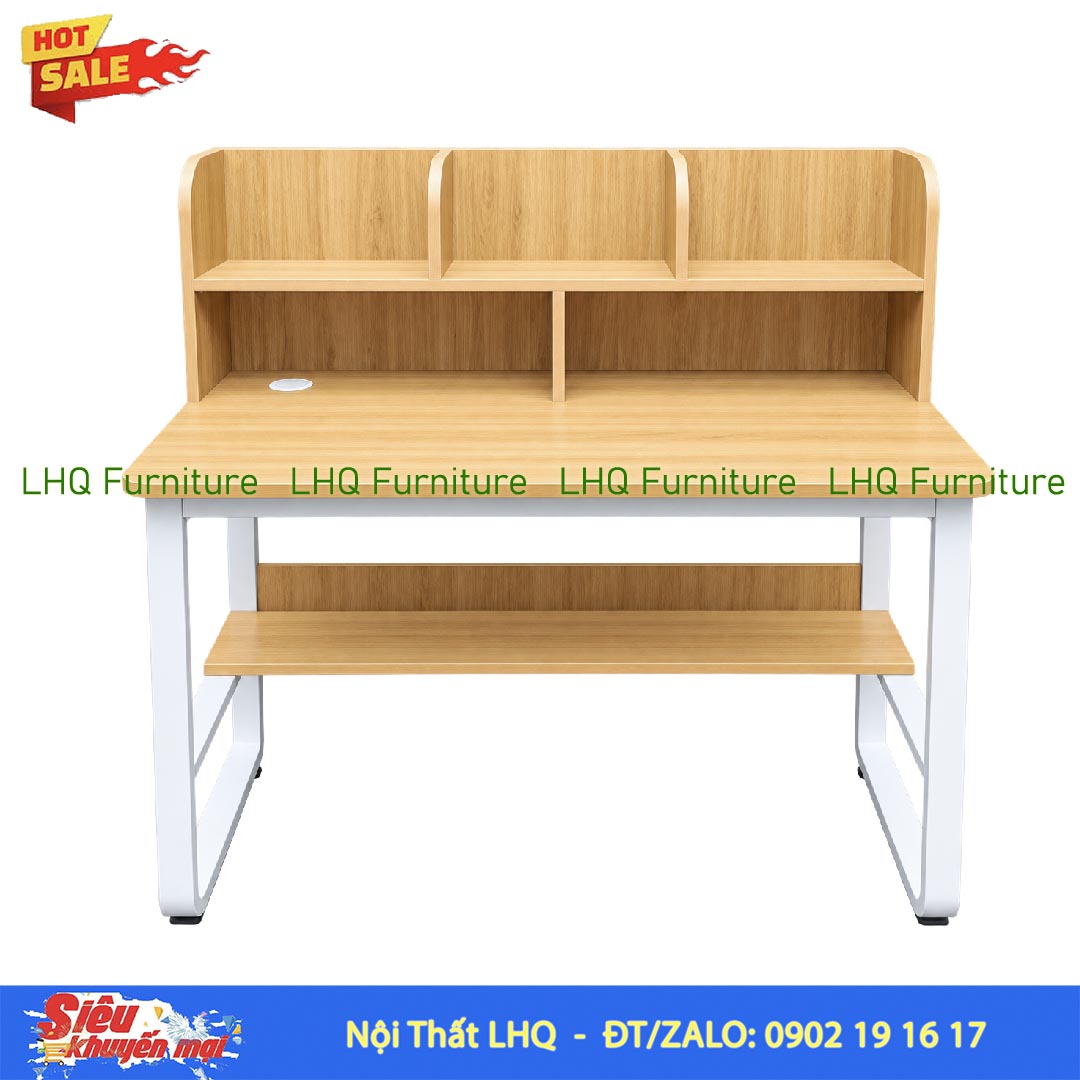 Bàn giá sách U thấp 1m2 – Kích thước 60x120x114cm