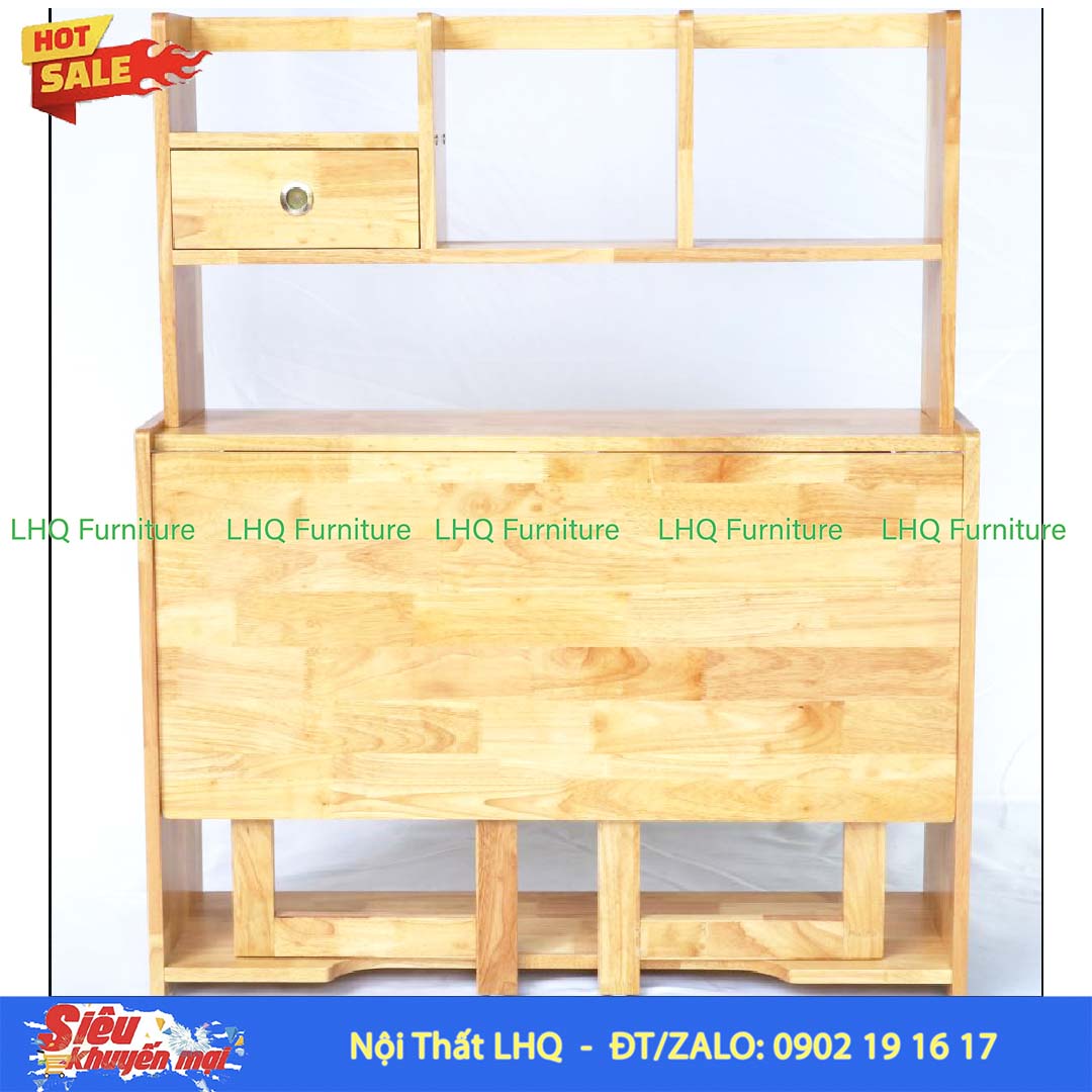 Bàn Giá Sách Xếp Gọn Gỗ Cao Su | Đa Năng, Gấp Gọn Tiện Lợi