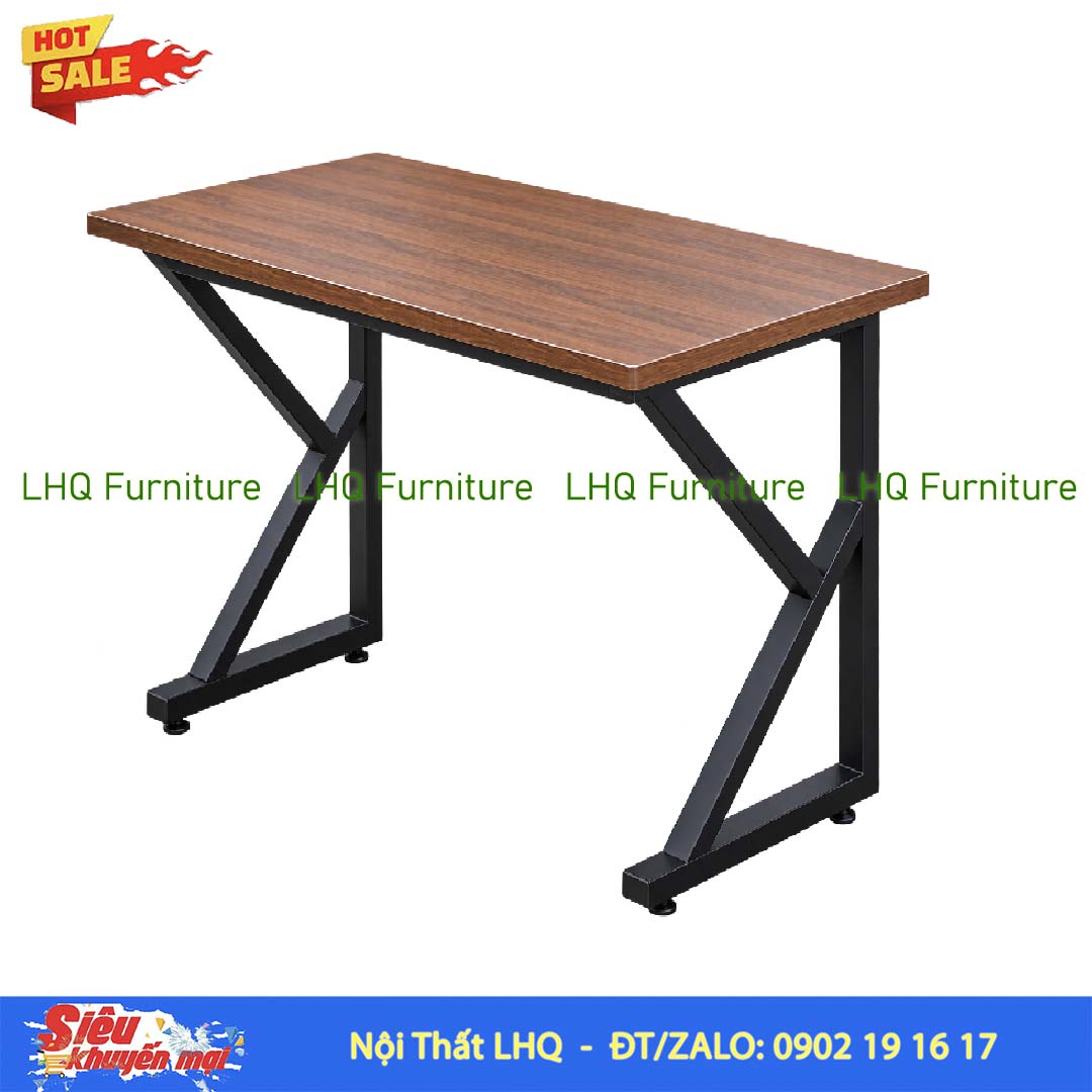 Bàn học khung sắt chữ K 60x100x75cm – Gỗ MDF phủ Melamin chống xước