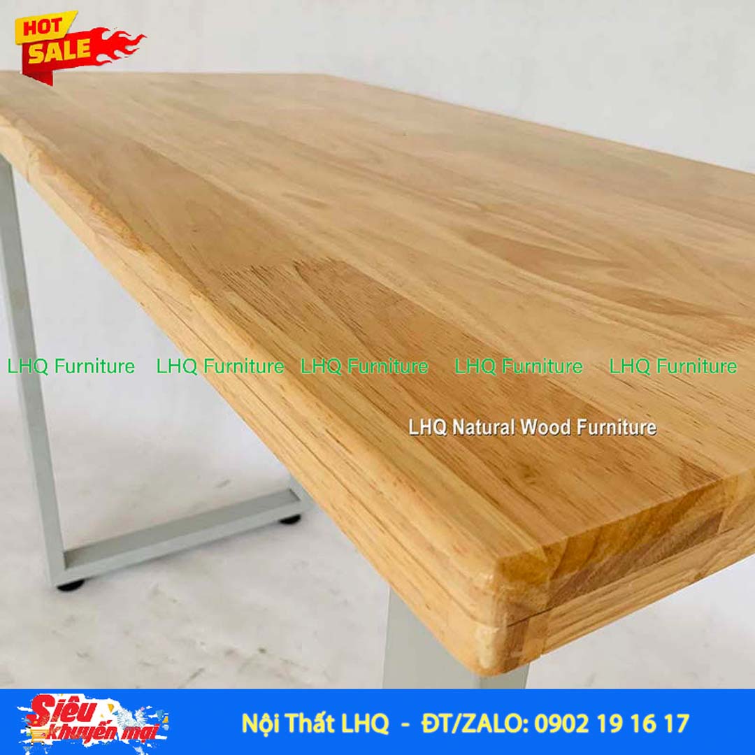 Bàn Làm Việc Chân Sắt Đơn 1m2 | Gỗ Cao Su Hiện Đại, Chắc Chắn