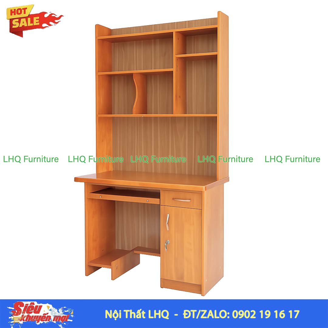 Bàn Học Có Giá Sách 1m Gỗ 1,8 | Gỗ Cao Su Tự Nhiên Bền Đẹp