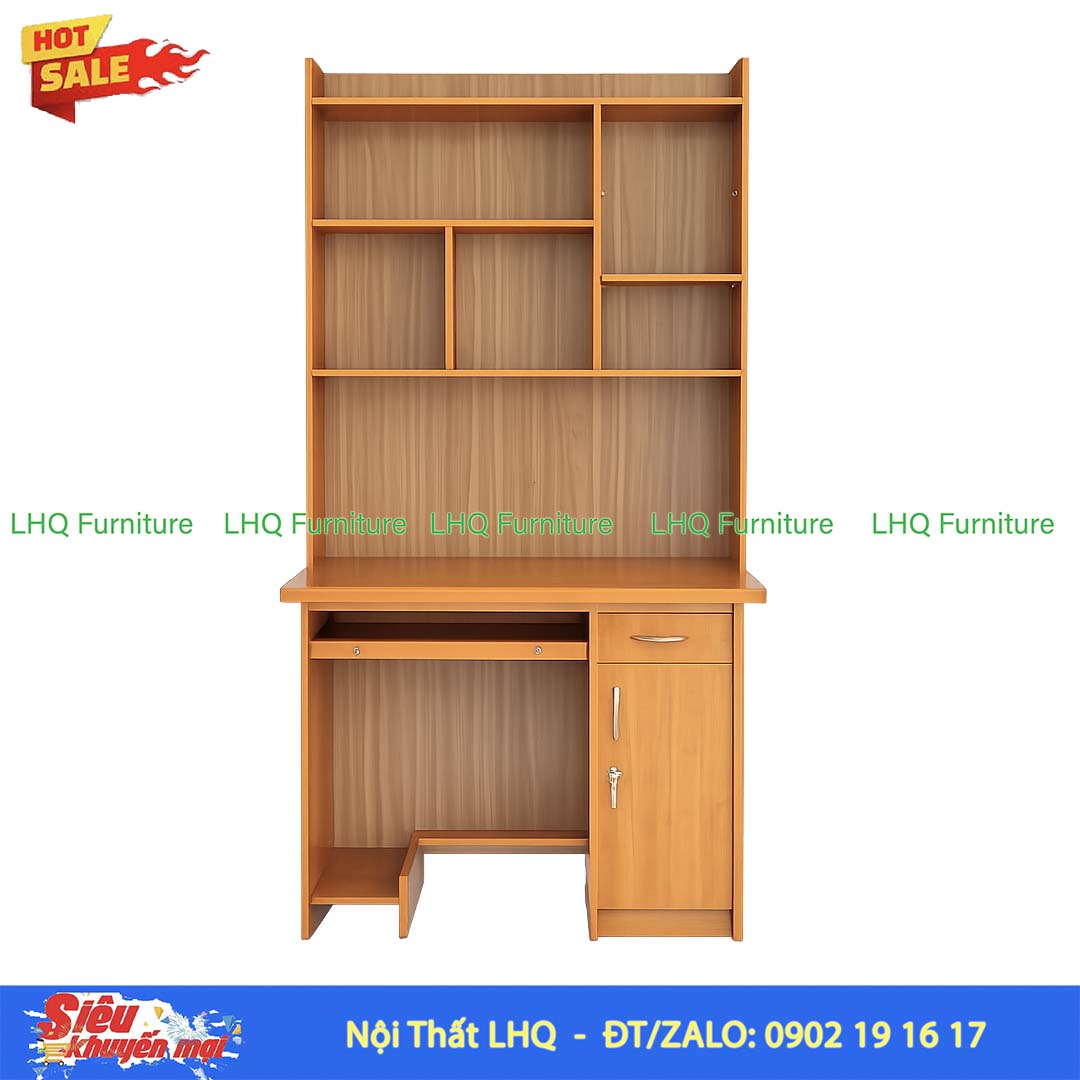 Bàn Học Có Giá Sách 1m Gỗ 1,8 | Gỗ Cao Su Tự Nhiên Bền Đẹp