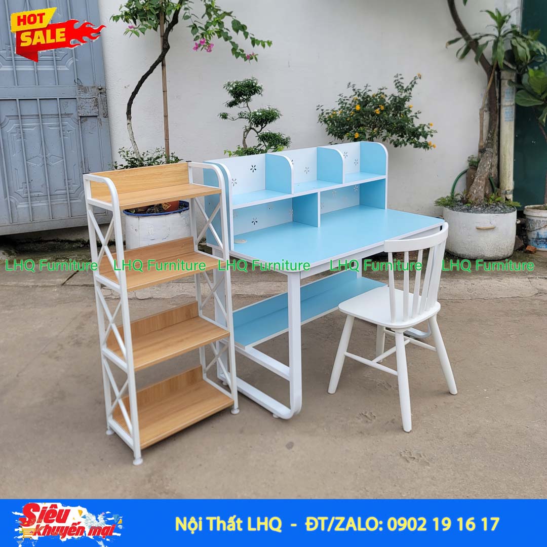 Bàn giá sách U thấp 1m2 – Kích thước 60x120x114cm