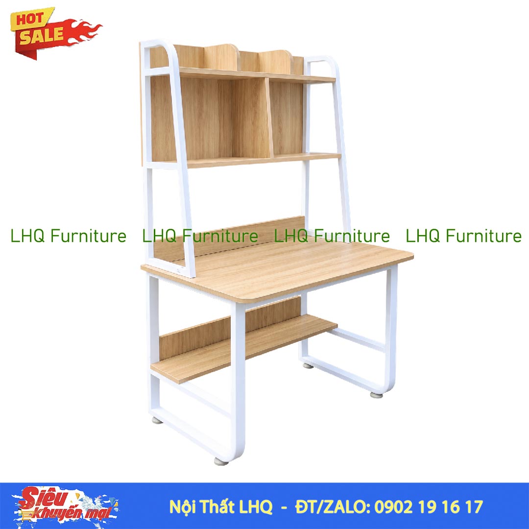 Bàn Học Giá Sách Khung Sắt Rộng 1m | Nội Thất LHQ
