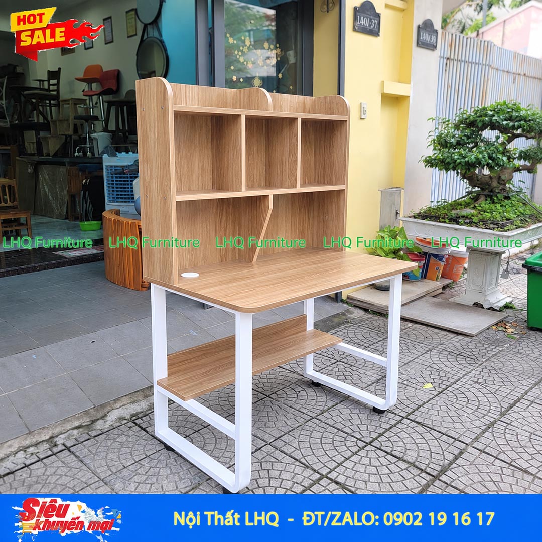Bàn Khung Sắt Giá Sách Lửng 1m2 | Nội Thất LHQ