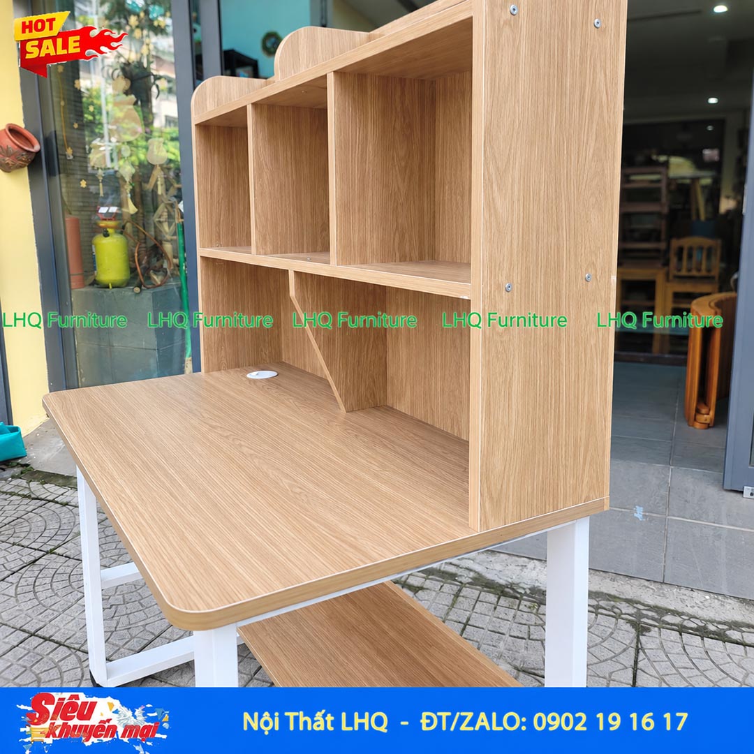 Bàn Khung Sắt Giá Sách Lửng 1m2 | Nội Thất LHQ