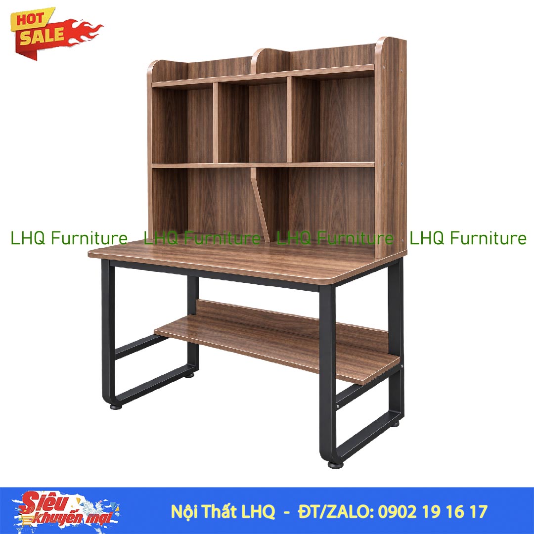 Bàn Khung Sắt Giá Sách Lửng 1m2 | Nội Thất LHQ