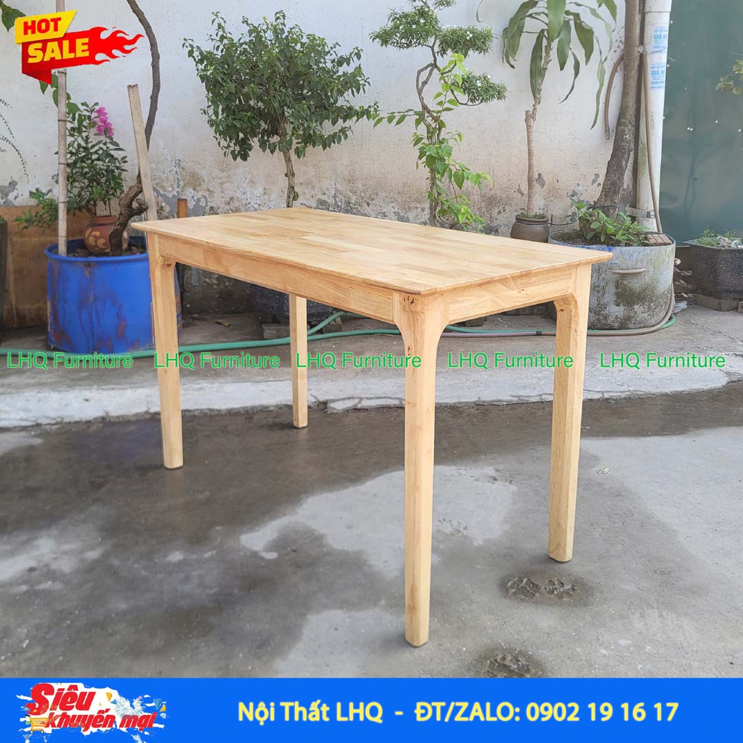Bàn Làm Việc Chân Vuông 1m2 | Gỗ Cao Su Tự Nhiên Hiện Đại