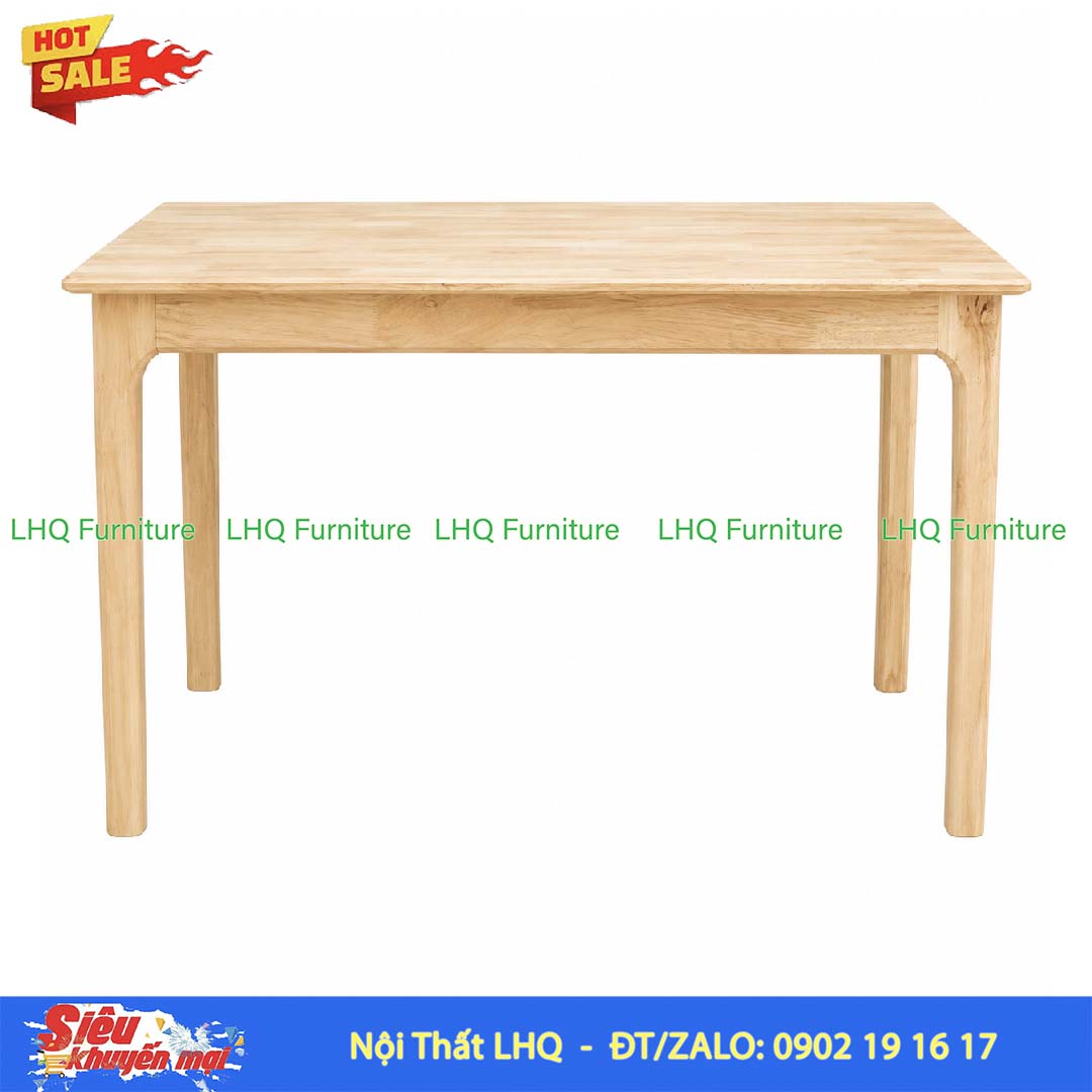 Bàn Làm Việc Chân Vuông 1m2 | Gỗ Cao Su Tự Nhiên Hiện Đại