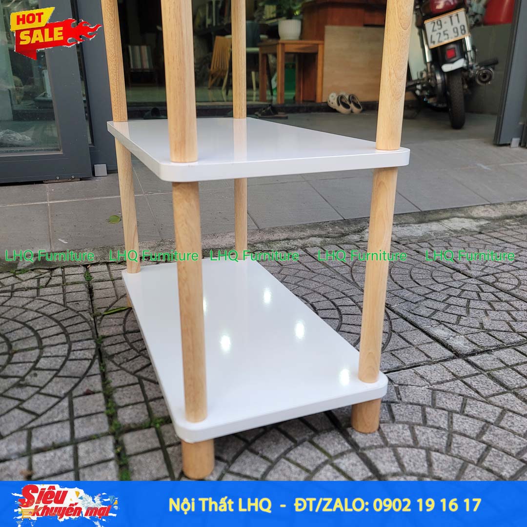 Kệ trang trí 4 tầng rộng 60cm – MDF Melamin, chân gỗ cao su