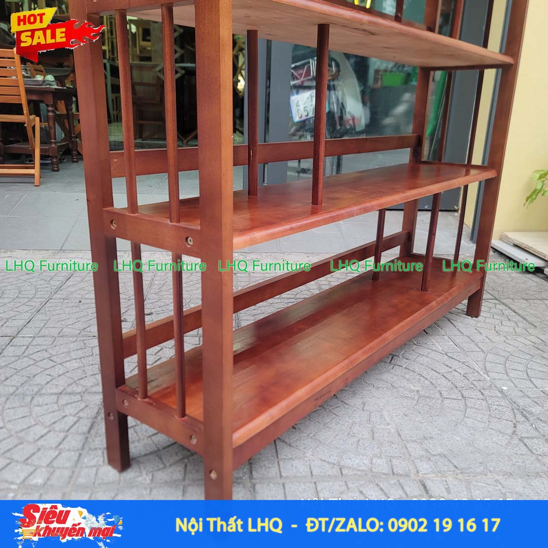 Kệ Sách Gỗ 3 Tầng Rộng 1m2 – Kệ Gỗ Cao Su Tự Nhiên Cao Cấp, Không Gian Lưu Trữ Rộng Rãi