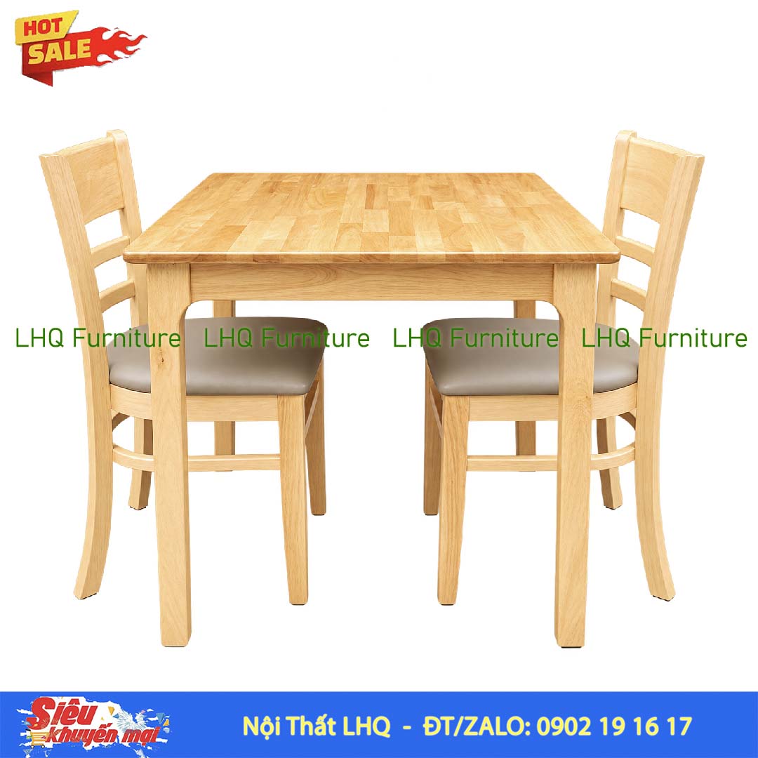 Bộ Bàn 2 Ghế Cabin – Bàn Vuông 80cm Màu Tự Nhiên, Walnut & Trắng