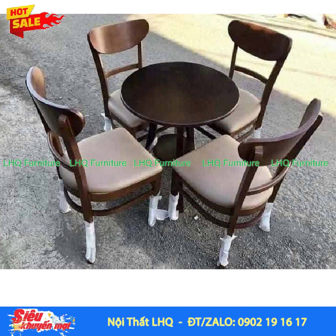Bộ Bàn 4 Ghế Panda – Bàn 2 Tầng 60cm Tròn/Vuông
