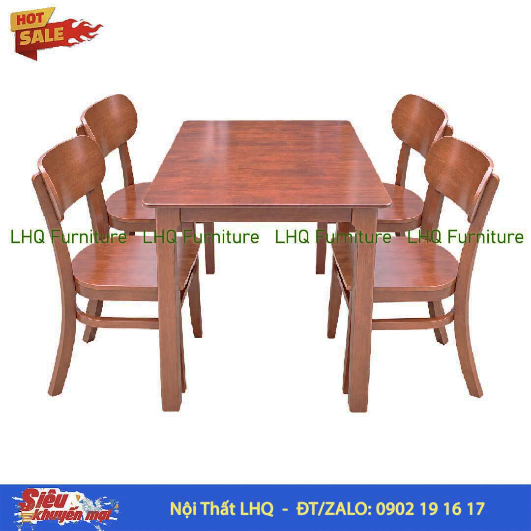 Bộ bàn ăn Butter 4 ghế mặt gỗ – Bàn vuông 80cm