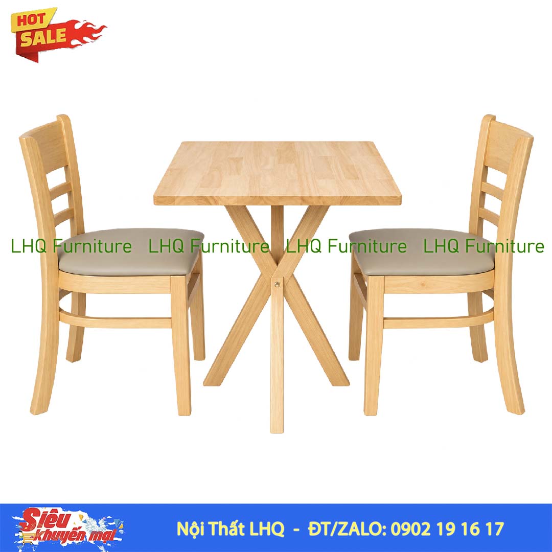 Bộ bàn ăn 2 ghế Cabin bàn vuông hoặc tròn 60cm