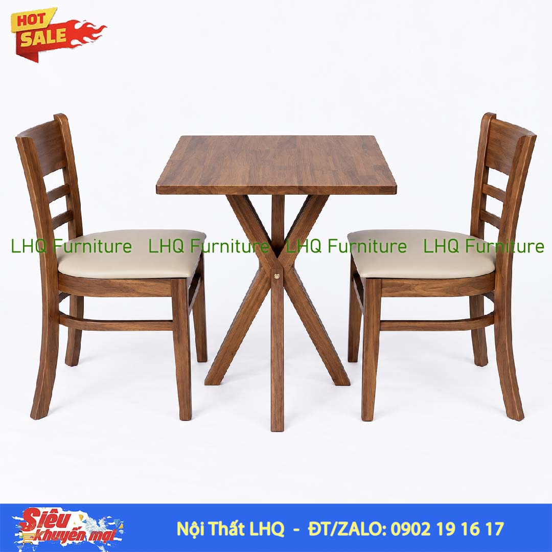 Bộ bàn ăn 2 ghế Cabin bàn vuông hoặc tròn 60cm