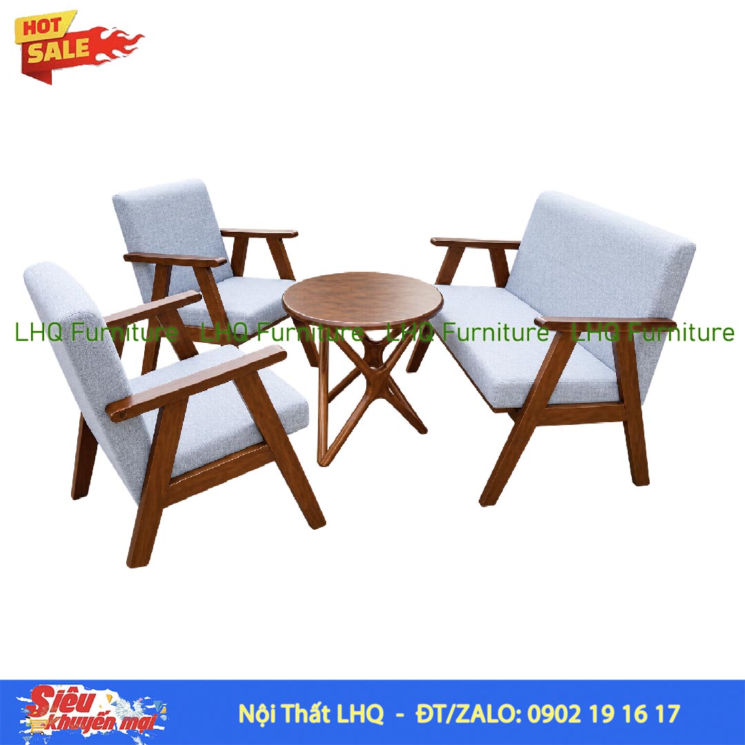 Bộ Bàn Ghế Sofa Tay Dẹt Gỗ Cao Su – Thiết Kế Hiện Đại